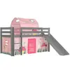 Lit Mi-Hauteur 90x200 avec Toboggan et Sommier - Vipack - Pino - Gris