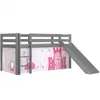 Vipack Lit toboggan 90x200 cm avec tente princesse pin massif gris Pino