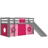Lit mi-hauteur Astrid gris avec toboggan et tente fleurs - Vipack