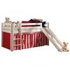 vipack Lit toboggan 90x200 cm avec tente clown pin massif blanc Pino