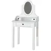 vipack Coiffeuse - Amori - MDF verni blanc - Miroir ovale - 3 tiroirs en forme de coeur
