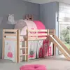 vipack Lit surélevé avec toboggan naturel décor et tunnel château - PINO
