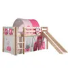 vipack Lit mi-hauteur 90x200 toboggan sommier inclus housse princesse beige