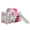 vipack Lit mi-hauteur 90x200 toboggan sommier inclus housse princesse blanc