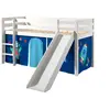 vipack Lit surélevé 90x200 cm avec toboggan blanc décor fusée - pino