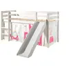 vipack Lit toboggan 90x200 cm avec tente princesse pin massif blanc Pino