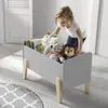 Paris Prix Coffre à jouets laqué gris et pieds bois clair Kiddy