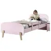 Lit 90x200 cm avec rambarde bois laqué rose et pieds pin clair Kiddy