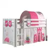 Lit Mi-Hauteur Vipack Pino 90x200 avec Sommier et Housse Princesse - Blanc