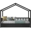 Lit cabane 90x200 sommier et tiroir inclus Vipack Dallas Anthracite