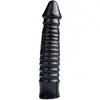All Black Dildo large avec tige veinée - Noir