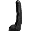 All Black Belgo-Prism Gode Réaliste Noir Grande Taille avec Testicules 28,5 cm