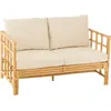 J-LINE Canapé 2 Places Rotin & Coussin "Elise" 127cm Naturel
