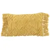 J-LINE Coussin floches coton moutarde