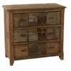 J-LINE Commode 3 Tiroirs en Bois Vieilli 100cm Marron