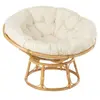 J-LINE Fauteuil en Rotin & Coussin "Céline" 115cm Naturel