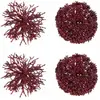 J-Line Boite De 4 Boule Suspendue Rond/Corail Plastique Rouge TU