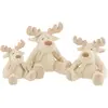 Peluche - J-LINE - Renne Assis Prancer - Blanc & Beige - Douce & Réconfortante