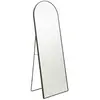 J-Line Miroir Sur Pied Arrondi Verre/Met Noir TU