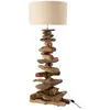 J-Line Lampe + Abat-Jour Bois Flotte Naturel/Blanc Medium TU