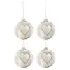 J-Line Boite de 4 boules de Noël en verre blanc 10x10x10 cm