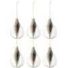 J-Line Boite De 6 Boules De Noel Goutte Plumes De Paon Verre Transparent Small TU