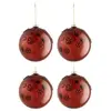 J-Line Boite De 4 Boules De Noel Fleurs Verre Burgundy Large TU