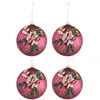 Jolipa Lot de 4 Boules de noël broderie fleur