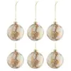 J-Line Boite De 6 Boule De Noel Marbre Verre Blanc/Or Small TU