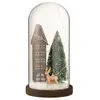 J-LINE Cloche Déco Led En Verre "maison" 27cm Marron