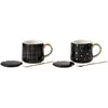 J-Line JOLIPA Set de 2 tasses et cuillères Amélie 32 cl - Noir et Or