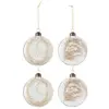 J-Line Boite de 4 boules de Noël plate en verre transparent 10x5x10 cm