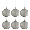 J-Line Boite 6 Boules De Noel Verre Epais Gris Small TU