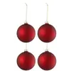 J-Line Boite 4 Boules De Noel Verre Epais Mat Rouge Medium TU