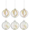 J-Line Boite 6 Boules De Noel Brindilles Sechees Beige Verre Transparent Small TU