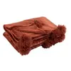 Plaid Déco à Pompons Polyes 130x170cm Marsala