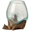 J-LINE Vase Déco sur Pied "Gamal" 13cm Transparent