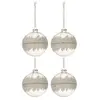 J-Line Boite De 4 Boules De Noel Glace Diamant Lignes Verre Transparent Medium TU