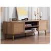 Acaza - Meuble tv-hifi vanille 2 portes chêne sonoma avec rotin
