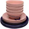 Set de vaisselle 12 pièces en grès bleu et rose Feast - Serax