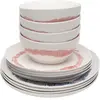 Set de vaisselle 12 pièces en grès blanche rayures roses Feast - Serax