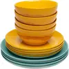 Set de vaisselle 12 pièces en grès jaune et bleu Feast - Serax
