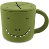 Trixie Tasse à goûter Mr. Dino en silicone 100% silicone de qualité alimentaire pour tout-petits   Durable, souple et anti-déversement pour une collation facile   Parfait pour les déplacements   Sans