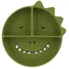 Trixie Assiette Silicone Avec Ventouse Et Compartiments Mr Dino - Vert