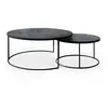 ETHNICRAFT set de 2 tables basses NESTING (Charcoal - Miroir antique e...