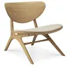 ETHNICRAFT fauteuil avec coussin EYE (Chêne huilé et tissu Off White -...