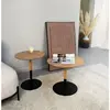 Table basse design ronde 'DILA H40' en bois finition naturelle et méta...