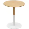 Table d'appoint ronde 'DILA' en bois finition naturelle et métal blanc