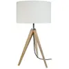 TOSEL Lampe de chevet ronde bois naturel et ècru D30xP30xH54 cm