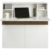 TEMAHOME Bureau avec porte rabattable 110x42x109 cm blanc mat et noyer - JUNE